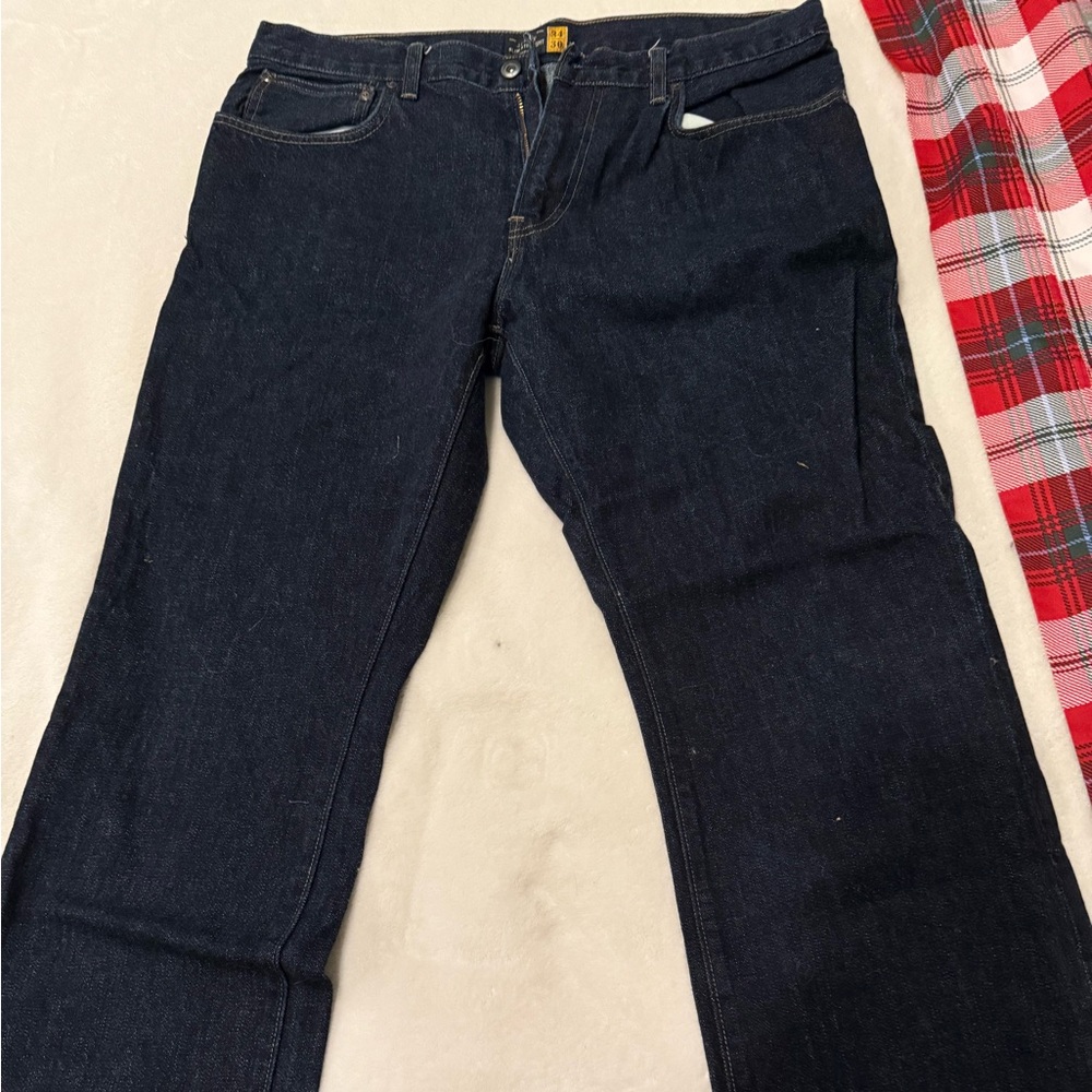 Brand new J.Crew dark wash slim straight jeans. 34/30.